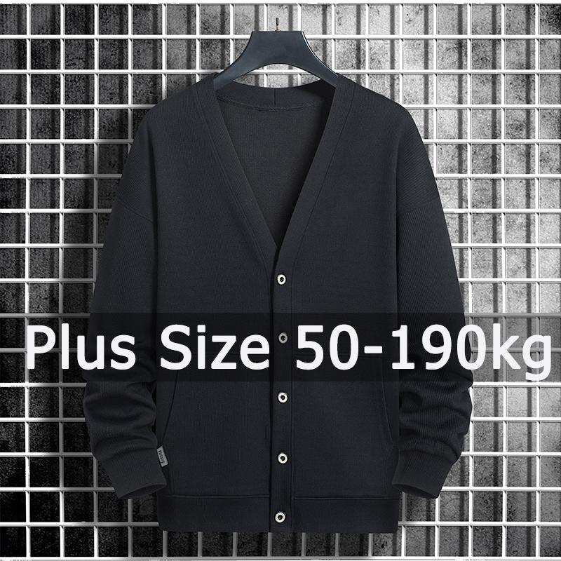 Winter Clothing Men Style - プラスサイズのセーターカーディガン男性ニットトップス 9XL 8XL 50-190 キロ秋冬無地長袖セータービッグサイズの服