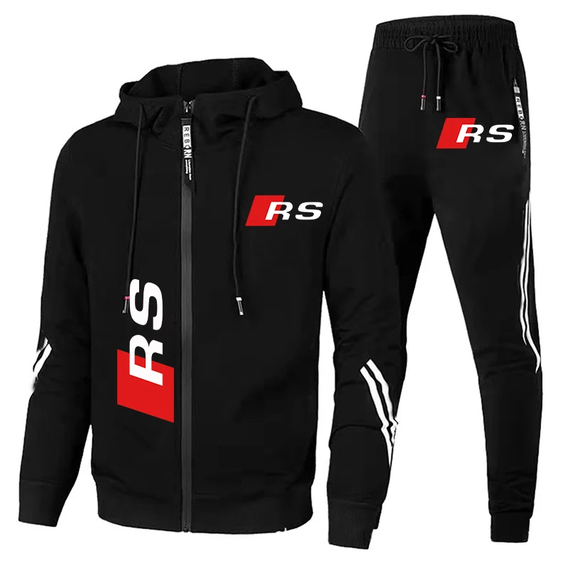 Winter Clothing Logos - 秋冬メンズ服トラックスーツアウディ RS ロゴプリントスポーツウェアスウェットシャツ + パンツスウェットスーツカジュアルアウディスポーツパーカースーツ