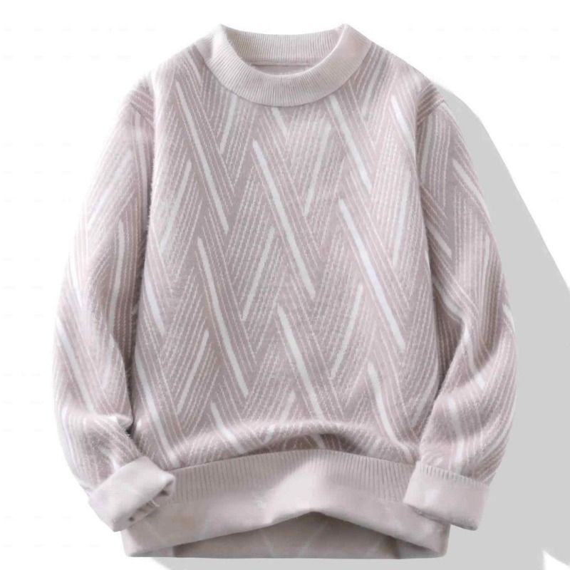 Winter Clothing Men Style - メンズストライプセーター,クルーネック,長袖,ランタン,幾何学的なセーター,ニットウェア,プレッピースタイル,トレンディなトップス,秋冬