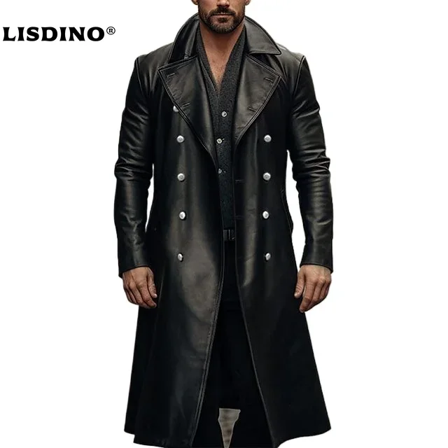 Winter Clothing Matching - レザージャケット男性冬フリースオートバイフェイクレザージャケット取り外し可能な毛皮の襟ウインドブレーカー Ropa De Hombre スリムコート