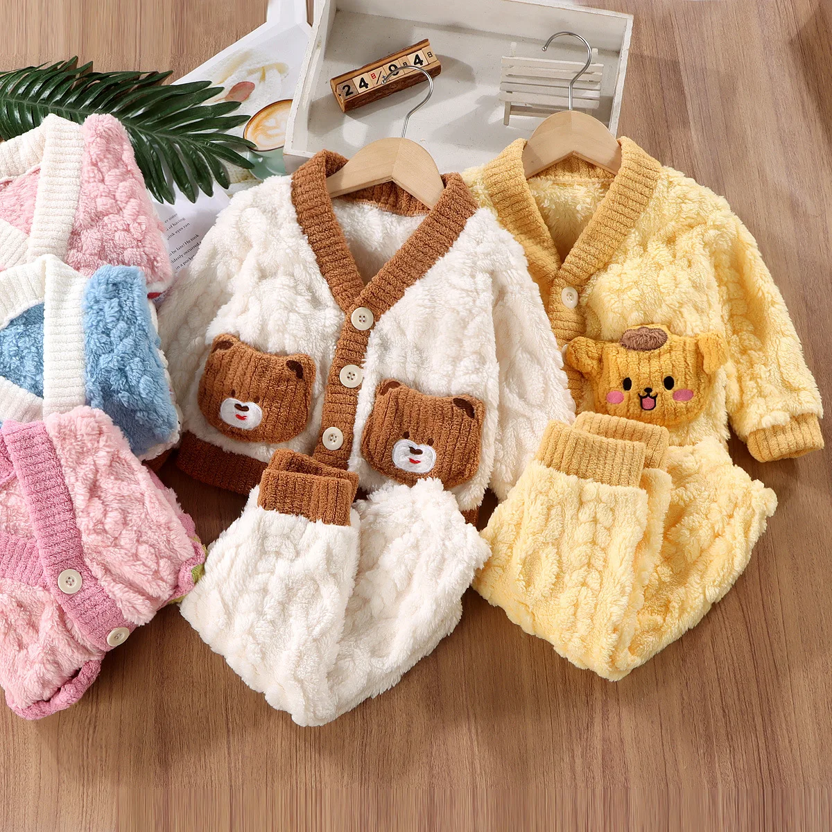 Winter Clothing Baby Girl - 男の子と女の子のための漫画のパジャマ,柔らかいフランネルのパジャマ,カジュアル,厚手,かわいい,赤ちゃん,秋,冬,新しい