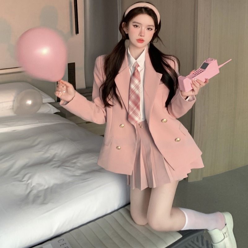 Winter Clothing Matching - Pure Desire 女子大スタイルスーツ ショートジャケット プリーツスカート シャツ