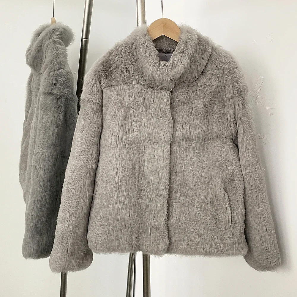 Winter Clothing Wholesale - 2025年秋冬新作 レディース ナチュラルラビットファーコート 冬用リアルファージャケット ボレロ 女性用アウターウェア