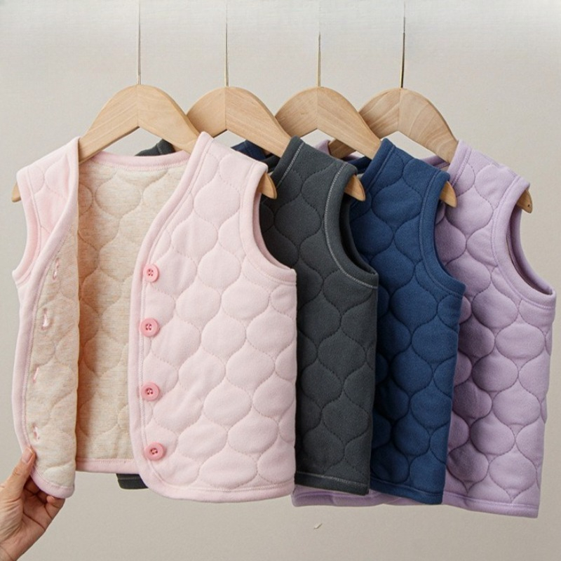 Winter Clothing Baby Girl - 子供のベスト秋冬男の子女の子無地厚く暖かいカーディガン学生ベースシャツ下着ジャケットベビーベスト服