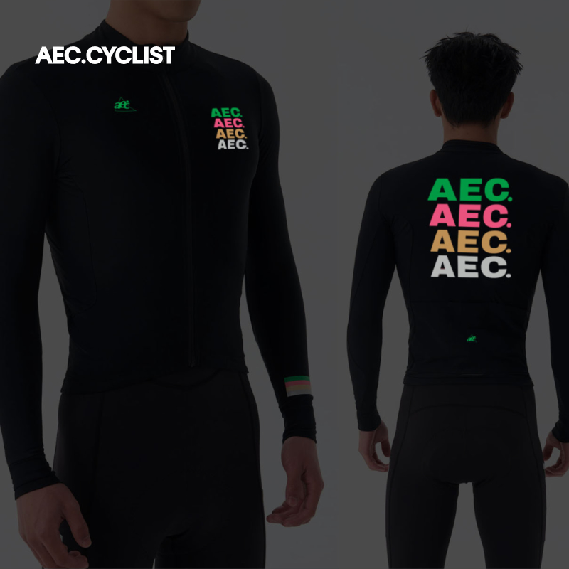 Winter Clothing Logos - AEC.CYCLIST 男性フリースサイクリングジャージ秋冬サーマル長袖ジッパー自転車服 MTB マイヨ Ciclismo
