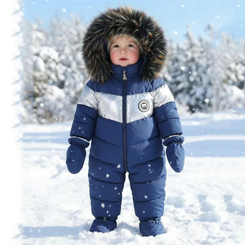 Winter Clothing Baby Girl - 冬新生児ロンパース手袋付き暖かい厚みのある女の赤ちゃん服フード付き男の子ジャンプスーツ子供服セット 0-18 ヶ月