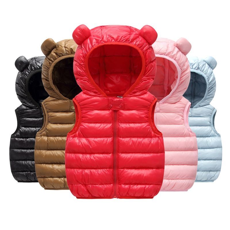 Winter Clothing For 1 Year Old Girl - 新しい赤ちゃん男の子女の子ウォームダウンベスト秋冬綿チョッキ耳付き子供上着子供服フード付きジャケットベスト