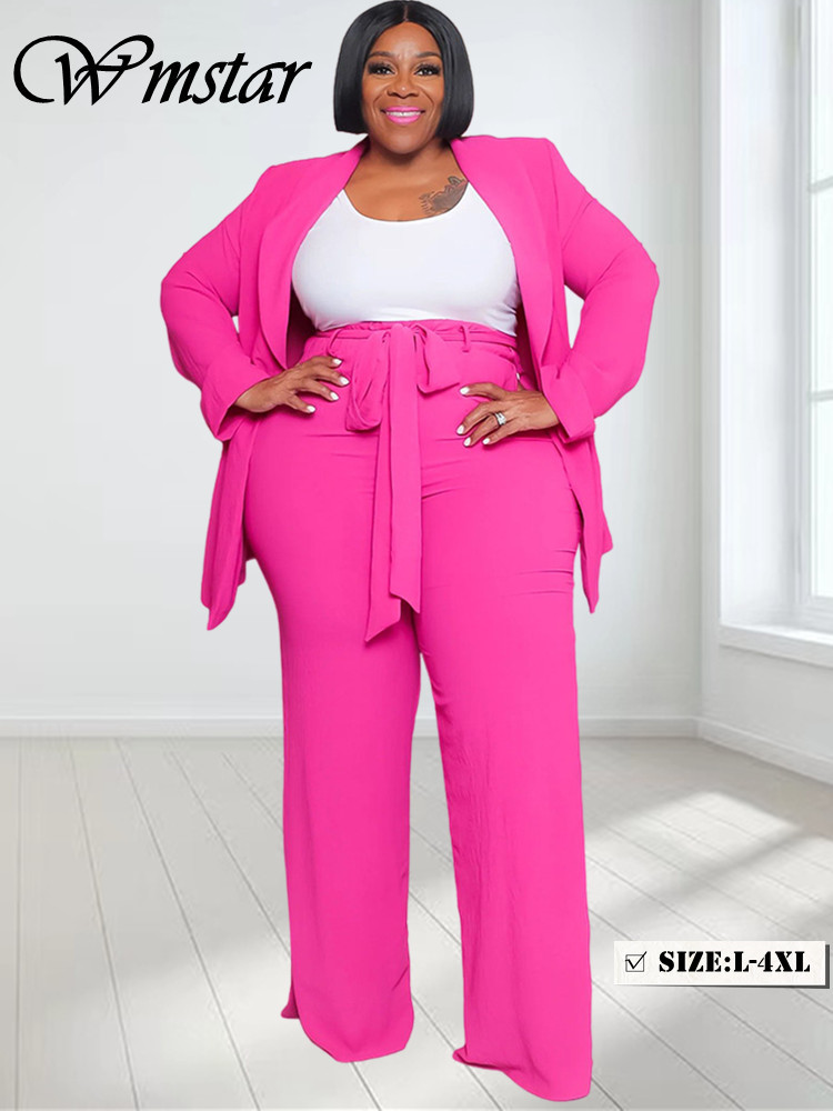 Winter Clothing Wholesale - Wmstar-女性の無地のキャリアスーツ,大きいサイズの衣類,2ピースセット,トップスとパンツ,ストライプ付きのオフィス服,卸売り,直送