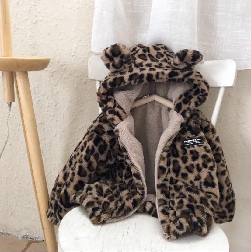 Winter Clothing For 1 Year Old Girl - 子供用ファージャケット秋冬男の子と女の子用ヒョウ柄ラムフリース厚手コート