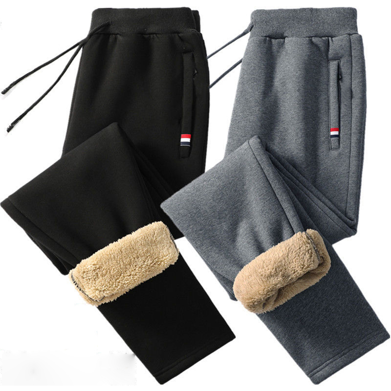 Winter Clothing Wholesale - 冬のメンズコットンタイトトラックパンツフリース裏地厚いラムスキンニットスウェットパンツカジュアルパンツ男性の工場直接供給