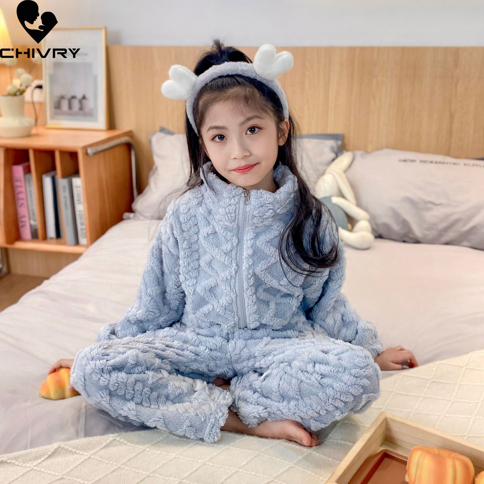 子供用の厚いフランネルパジャマ,ジッパー付き,男の子と女の子 - Winter Clothing Baby Girl のレビューと価格