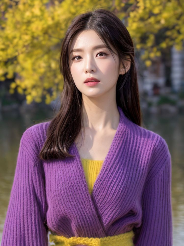 パープルスプライシングイエロー足首までの長さのセータードレス - Yellow Winter Clothing のレビューと価格