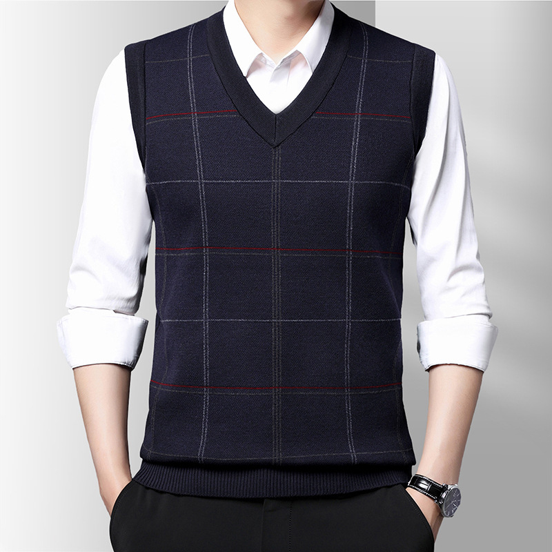 秋冬メンズプルオーバーニットベストメンズ V ネック暖かいジ - Winter Clothing Men Style のレビューと価格