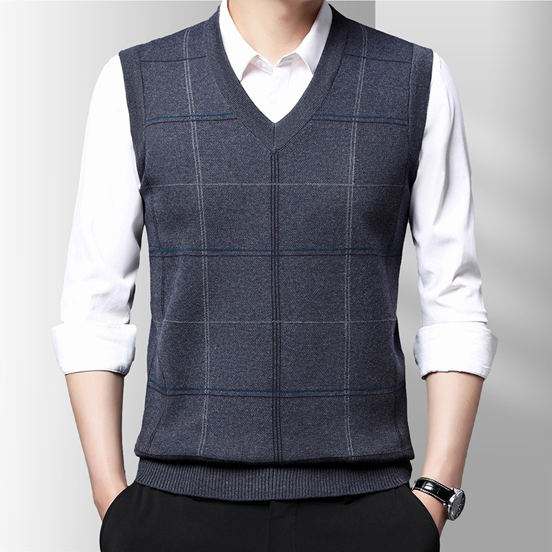 秋冬メンズプルオーバーニットベストメンズ V ネック暖かいジ - Winter Clothing Men Style のレビューと価格