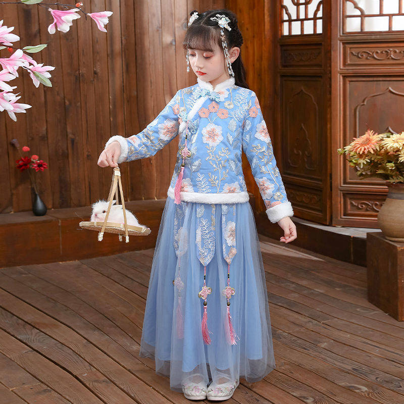 女の子の漢服古代の衣装、子供のステージドレス、ベビータンのス - Winter Clothing Baby Girl のレビューと価格