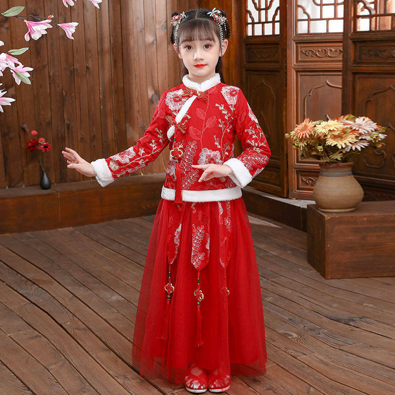 女の子の漢服古代の衣装、子供のステージドレス、ベビータンのス - Winter Clothing Baby Girl のレビューと価格