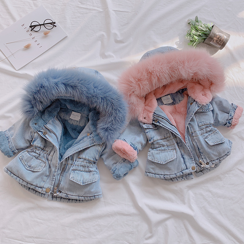 ベビーガールズコート服2026冬デニムジャケットファー付きフ - Winter Clothing For 1 Year Old Girl のレビューと価格