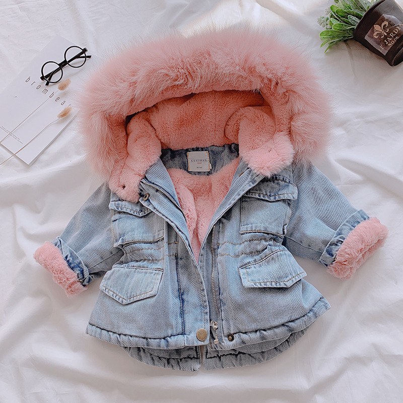 ベビーガールズコート服2026冬デニムジャケットファー付きフ - Winter Clothing For 1 Year Old Girl のレビューと価格