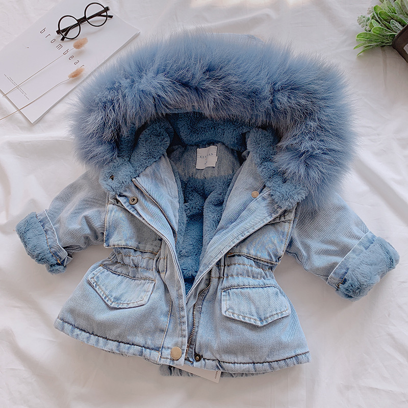 ベビーガールズコート服2026冬デニムジャケットファー付きフ - Winter Clothing For 1 Year Old Girl のレビューと価格