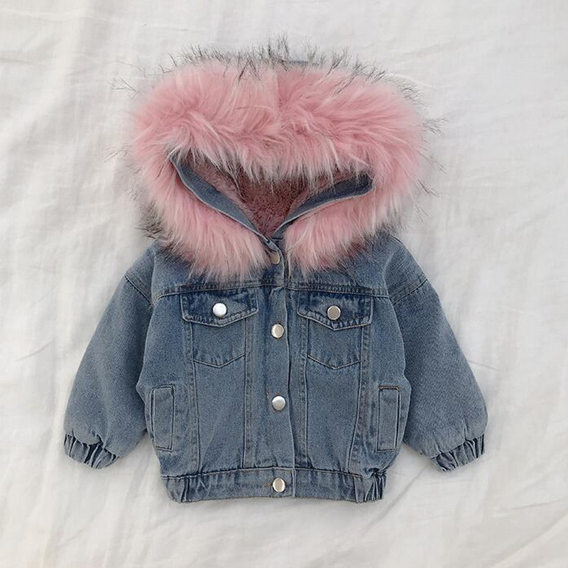 ベビーガールズコート服2026冬デニムジャケットファー付きフ - Winter Clothing For 1 Year Old Girl のレビューと価格