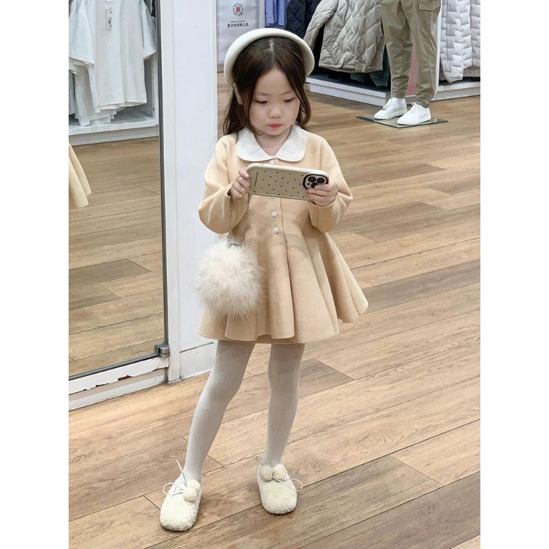 韓国子供服2025秋冬新作スイートミルクイエロー人形襟ニット - Yellow Winter Clothing のレビューと価格