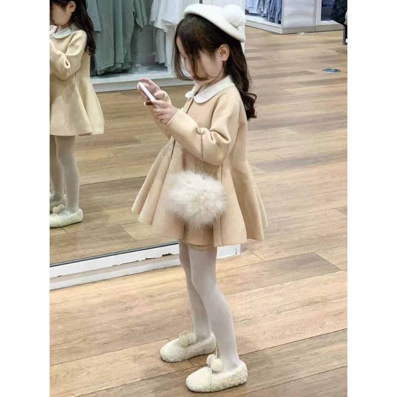 韓国子供服2025秋冬新作スイートミルクイエロー人形襟ニット - Yellow Winter Clothing のレビューと価格