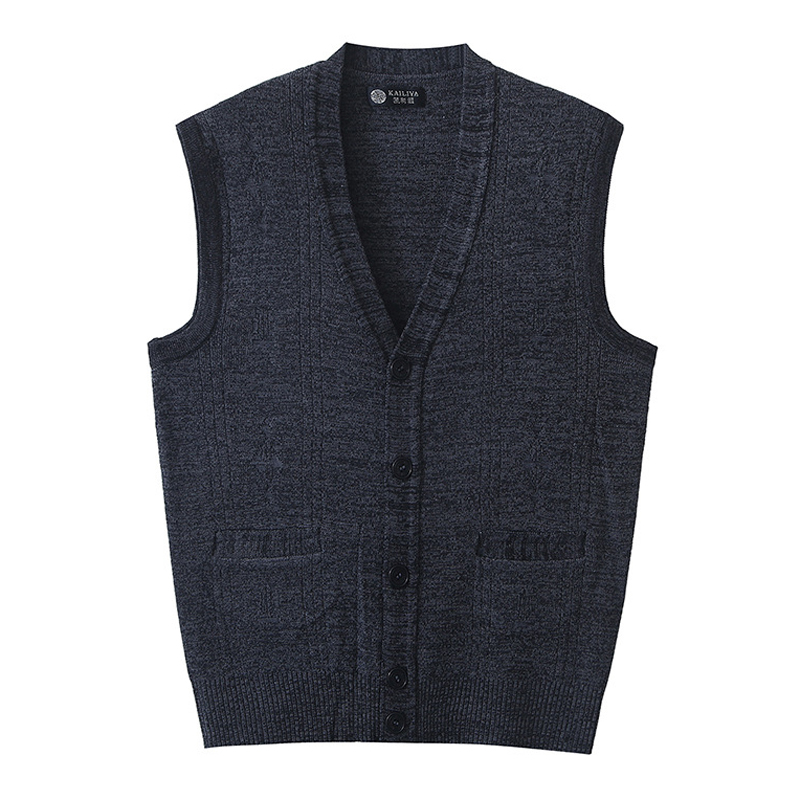 秋冬メンズニット暖かいベストメンズレトロボタン V ネックジ - Winter Clothing Men Style のレビューと価格