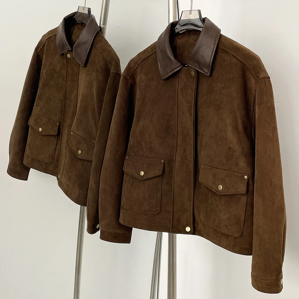 レザージャケット人工スエード女性春秋フェイクレザージャケット - Winter Clothing Wholesale のレビューと価格