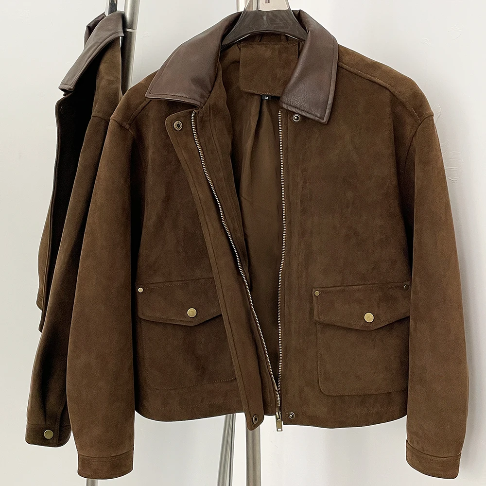 レザージャケット人工スエード女性春秋フェイクレザージャケット - Winter Clothing Wholesale のレビューと価格