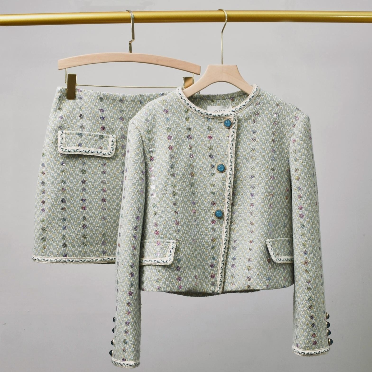 女性のエレガントなツイード高級スーツジャケットコートトップと - Winter Clothing Matching のレビューと価格