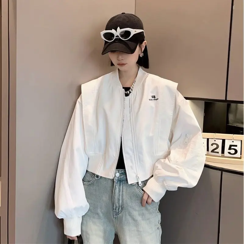 女性の野球ボンバージャケット,アビエイターコート,ショート, - Quality Winter Clothing Bomber Jacket のレビューと価格