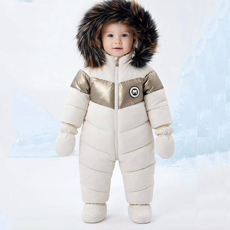 冬新生児ロンパース手袋付き暖かい厚みのある女の赤ちゃん服フー - Winter Clothing Baby Girl のレビューと価格