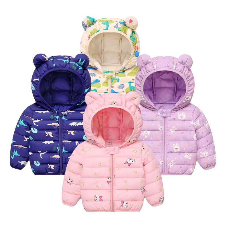 子供の綿のコート赤ちゃん漫画ダウンジャケット男の子フード付き - Winter Clothing Baby Girl のレビューと価格