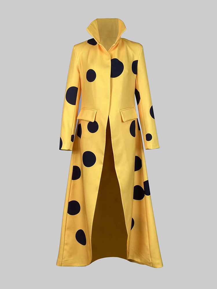 Gymystars 水玉模様のウールコート女性のロングジャケ - Yellow Winter Clothing のレビューと価格