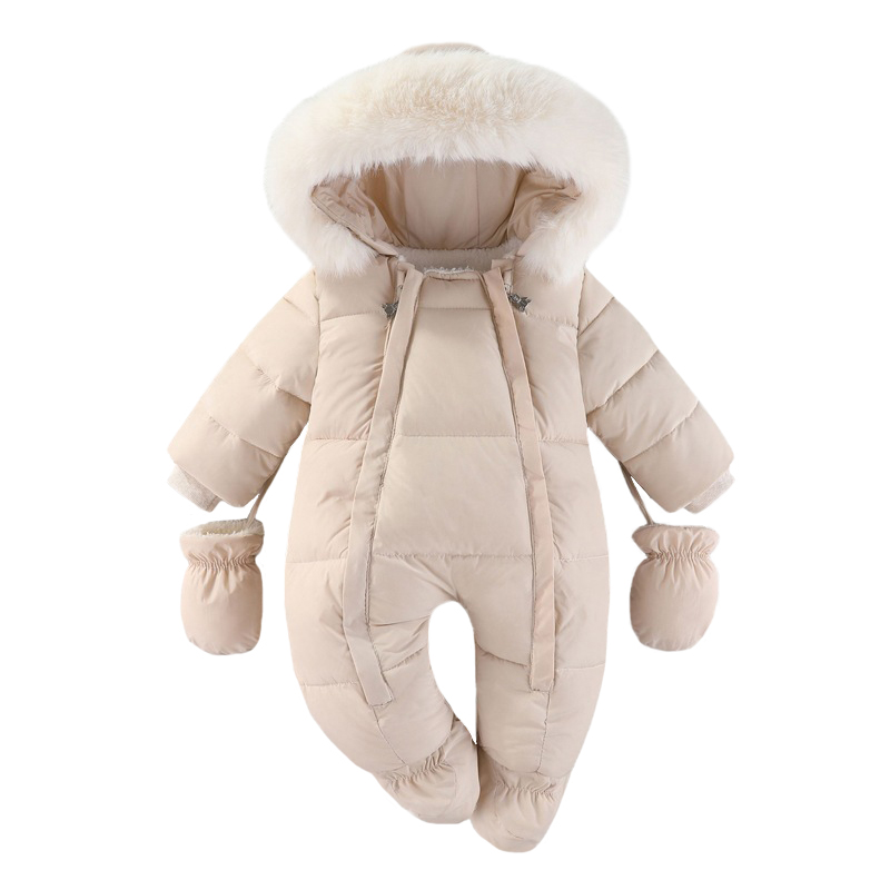 生まれたばかりの赤ちゃんのためのフード付きロンパース,厚いベ - Winter Clothing Baby Girl のレビューと価格