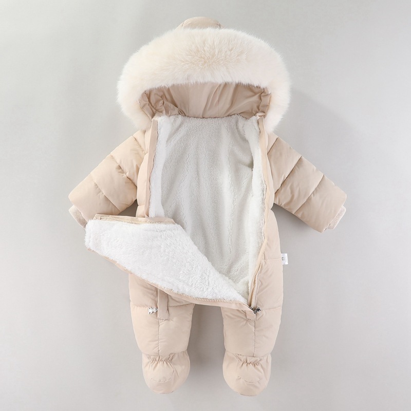 生まれたばかりの赤ちゃんのためのフード付きロンパース,厚いベ - Winter Clothing Baby Girl のレビューと価格