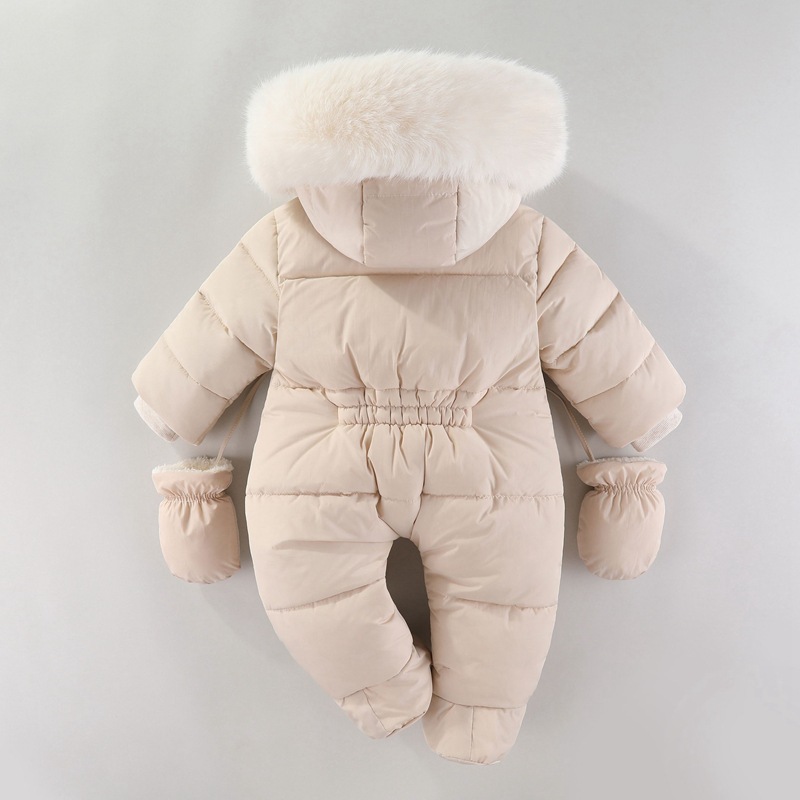 生まれたばかりの赤ちゃんのためのフード付きロンパース,厚いベ - Winter Clothing Baby Girl のレビューと価格