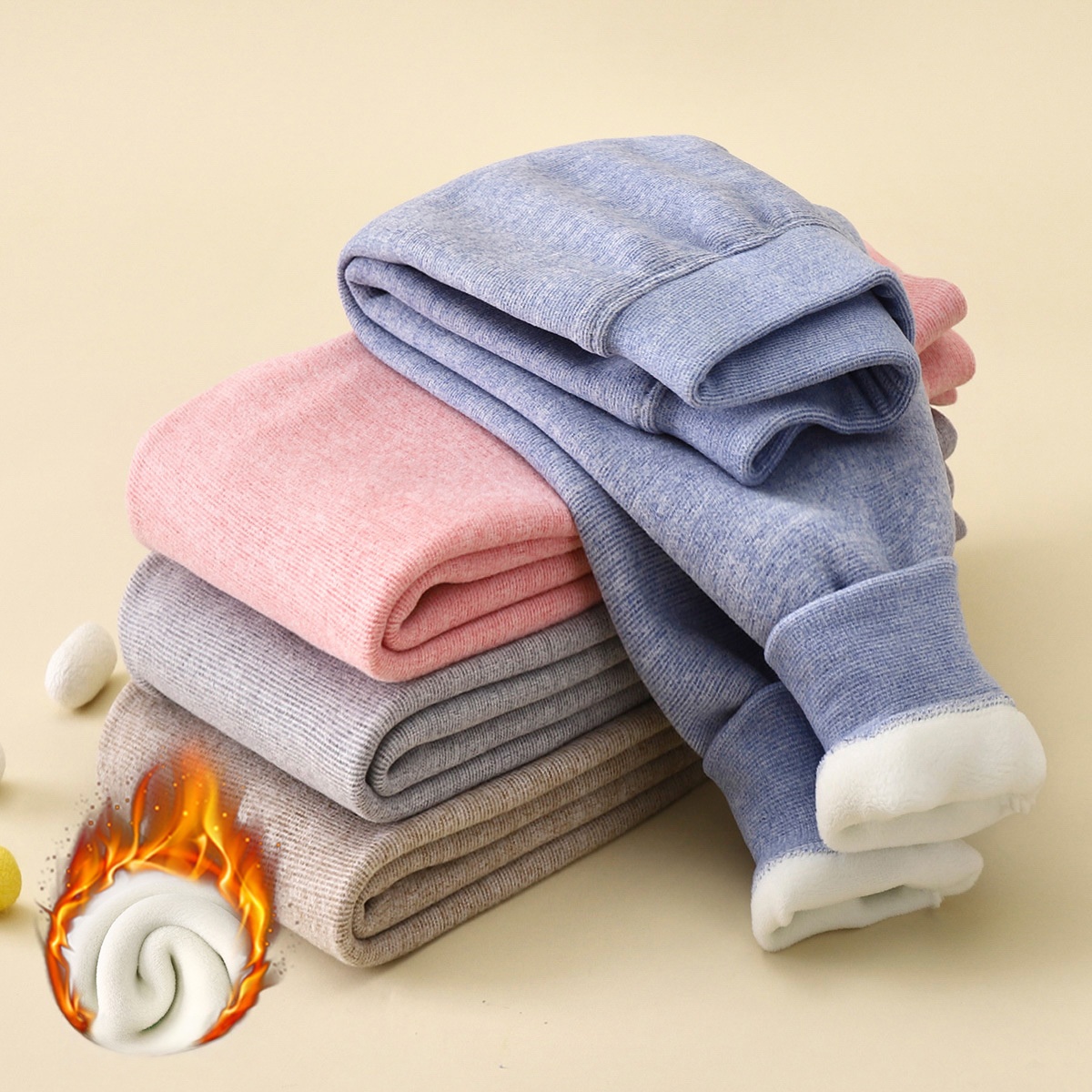 1-7Y 秋冬フリース裏地子供レギンス無地肥厚パンツ少年少女 - Winter Clothing For 1 Year Old Girl のレビューと価格