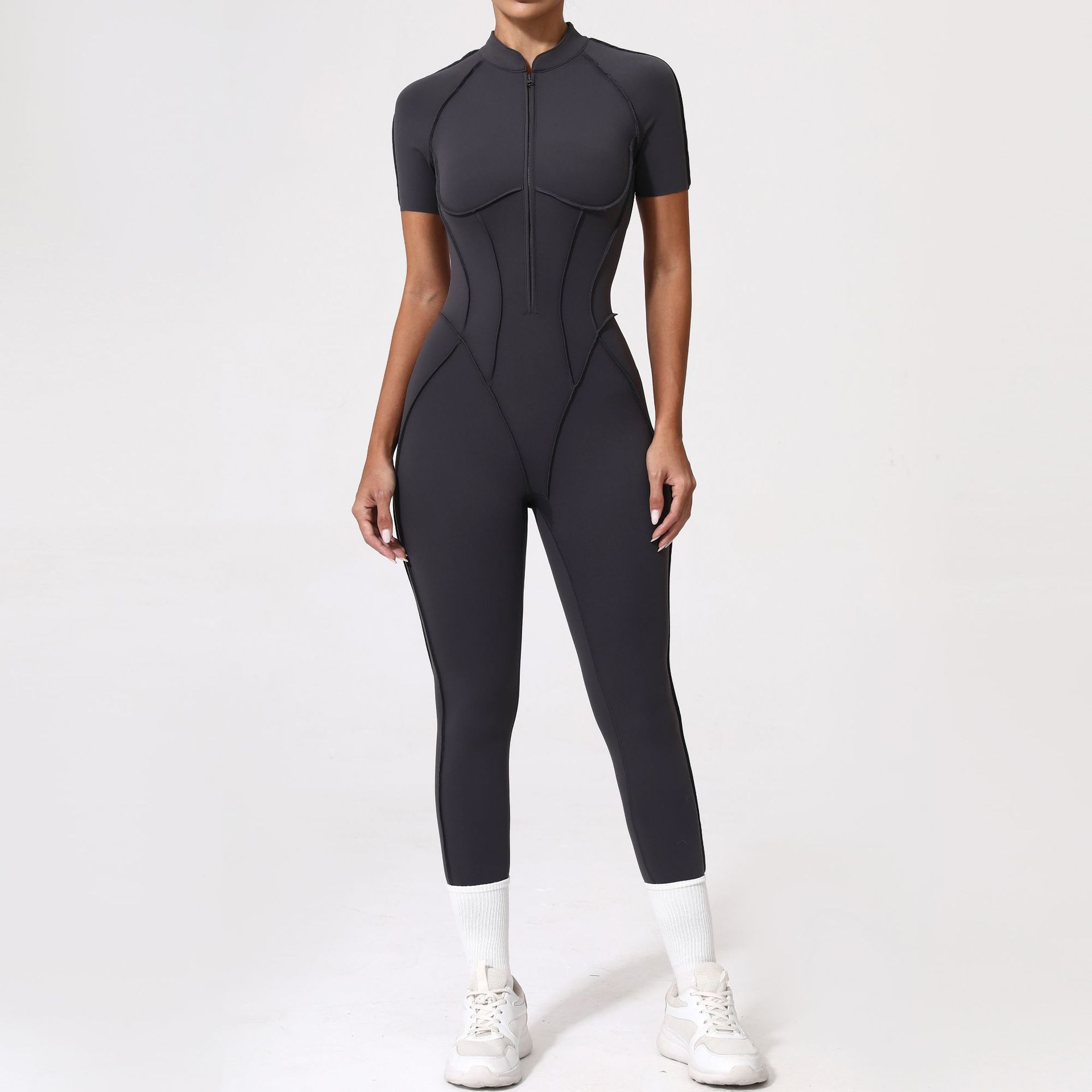 ジムジャンプスーツ レディース フィットネススーツ ジッパー - Winter Clothing Logos のレビューと価格