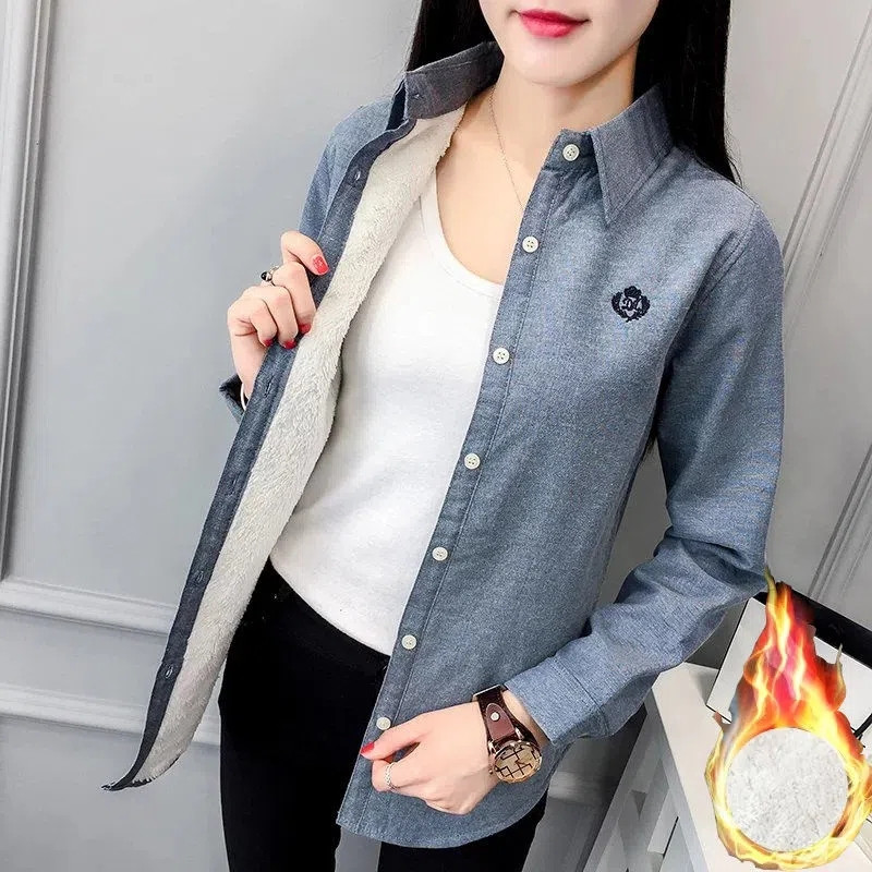 ファッションベルベット暖かいシャツレディースブラウスシャツ2 - Winter Clothing Trends 2026 のレビューと価格