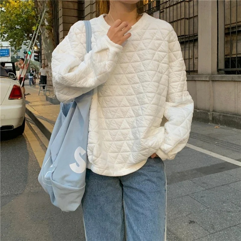 ゆったりとしたスウェットシャツ女性の冬白カジュアル O ネッ - Yellow Winter Clothing のレビューと価格